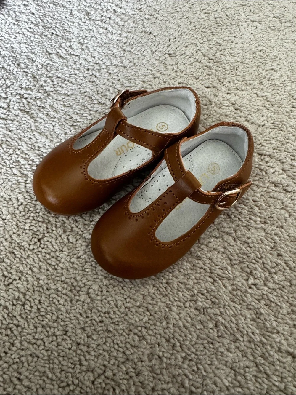 L'Amour Girls T-Strap Dress Shoes - Brown